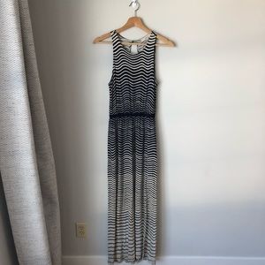LOFT Striped Navy + Cream Maxi Dress